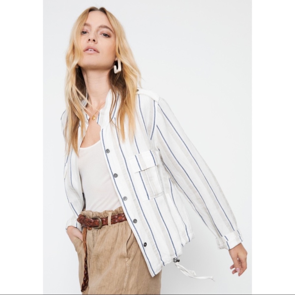 Rails Rowen Coco Stripe Utility Jacket Size Large - image 1